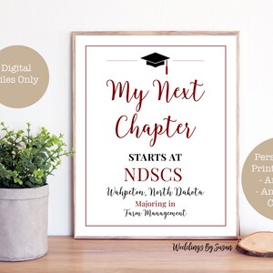 My Next Chapter/Adventure Begins Printable 8x10 Graduation Sign, Any School Colors, Personalized, Class of 2024, High School or College image 3