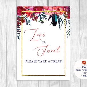 Love is Sweet Take A Treat 5x7, 8x10 Printable Wedding or Bridal Shower ...