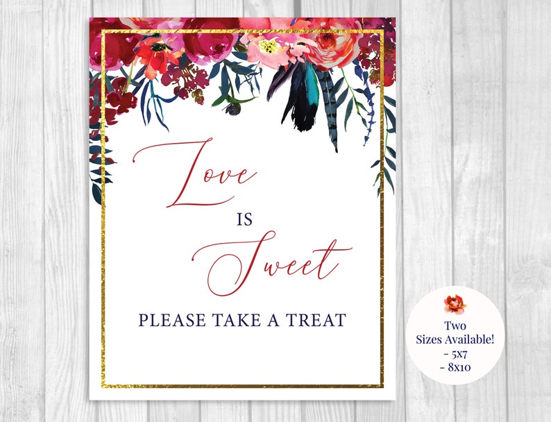 Love is Sweet Take A Treat 5x7 8x10 Printable Wedding or - Etsy