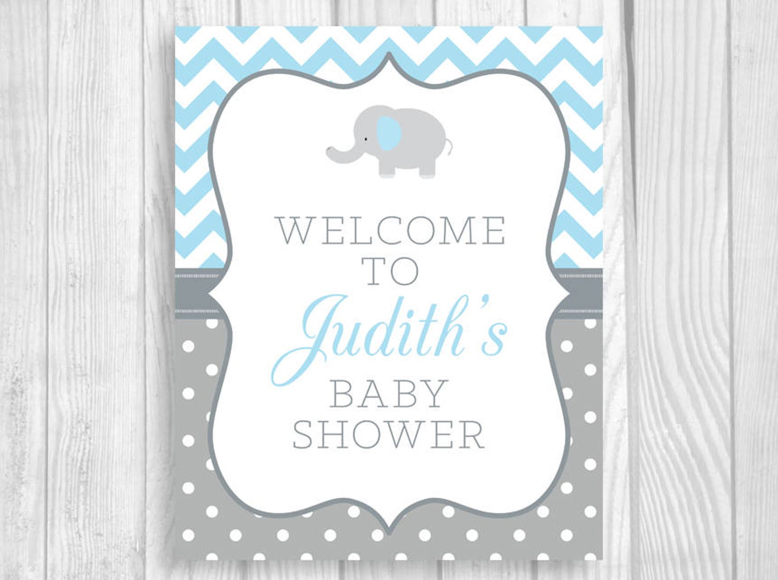 Custom Personalized Printable Light Blue and Gray Elephant | Etsy