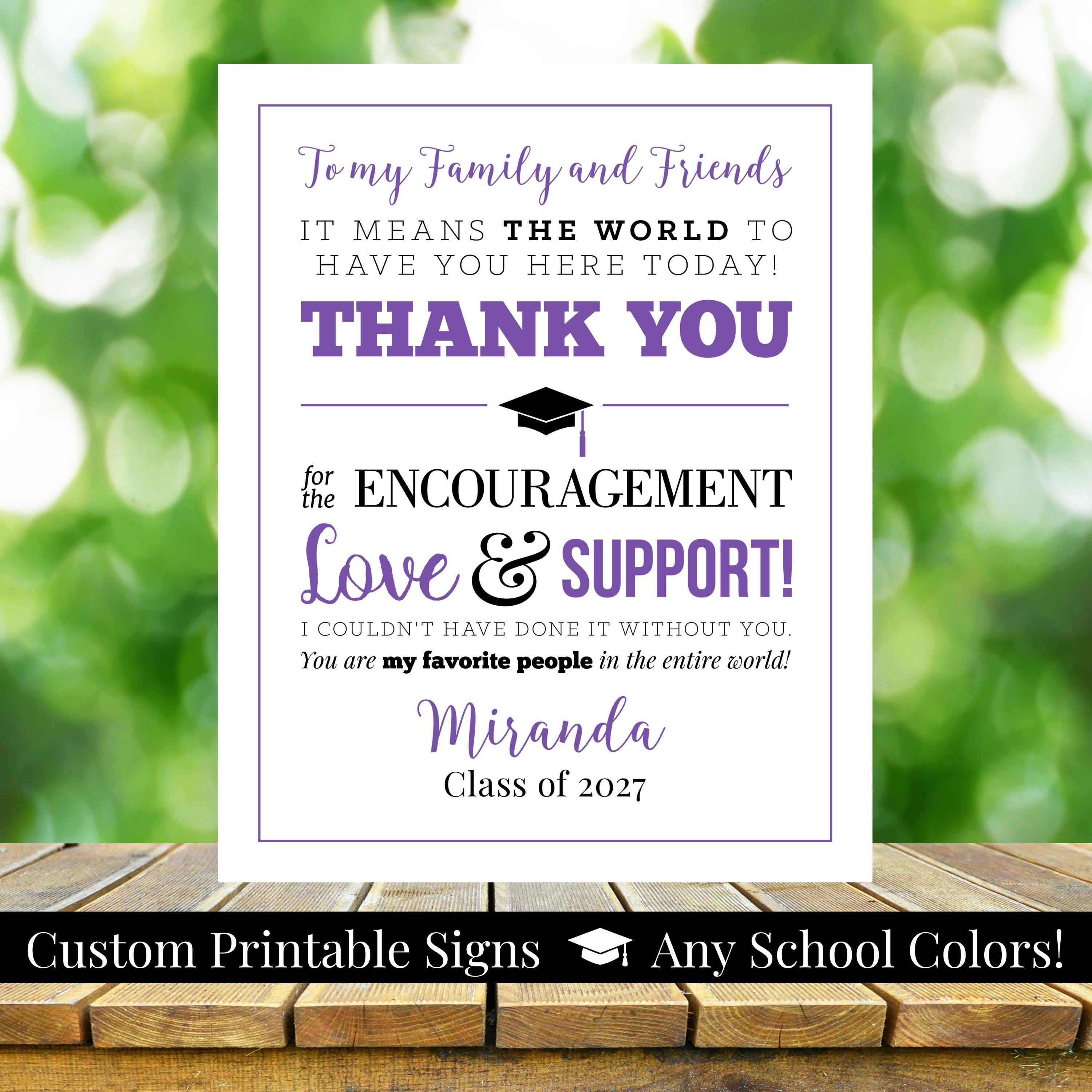 To My Family and Friends Graduation Printable 8x10 Thank You Sign, Any ...