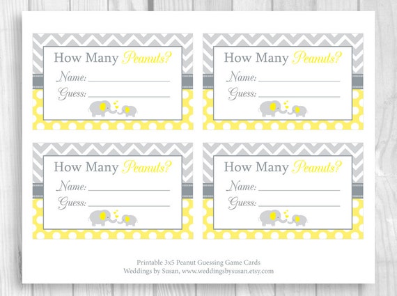 SALE Peanut Guessing Recreation Printable 5x7 or 8x10 Yellow and image regarding Baby Shower Sign in Sheet Printable named SALE Peanut Guessing Video game Printable 5x7 or 8x10 Yellow and