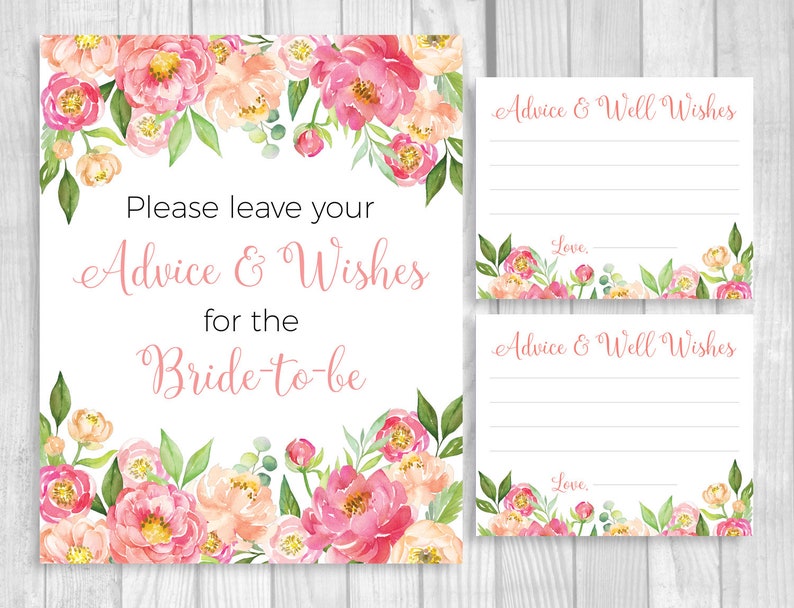 Please Leave Your Advice and Wishes 5x7 8x10 Printable Bridal | Etsy