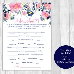 Help the Bride Write Her Vows Printable Bridal Shower, Bachelorette ...