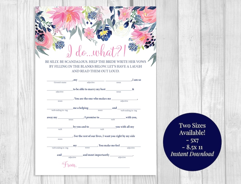 Help the Bride Write Her Vows Printable Bridal Shower | Etsy