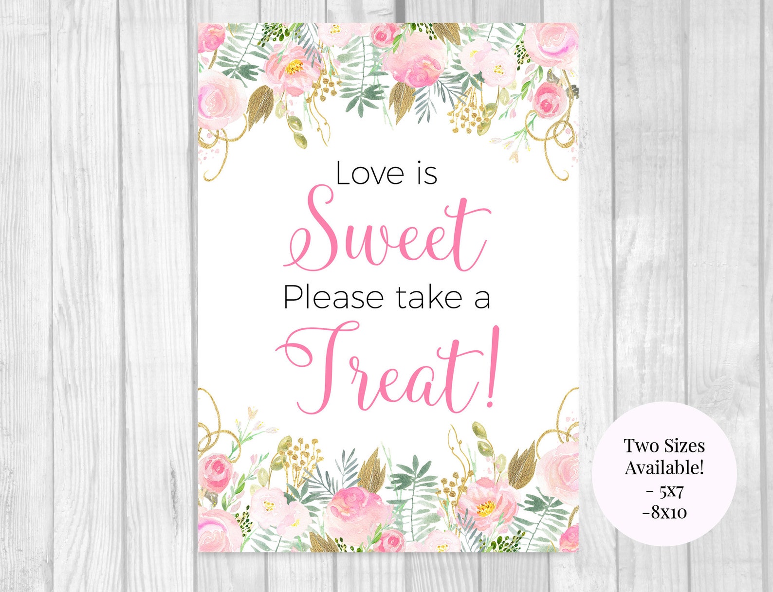 Love is Sweet 5x7 8x10 Please Take a Treat Printable Bridal - Etsy