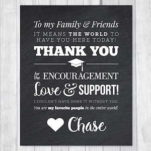 To My Family and Friends Graduation Custom Printable Chalkboard Thank ...
