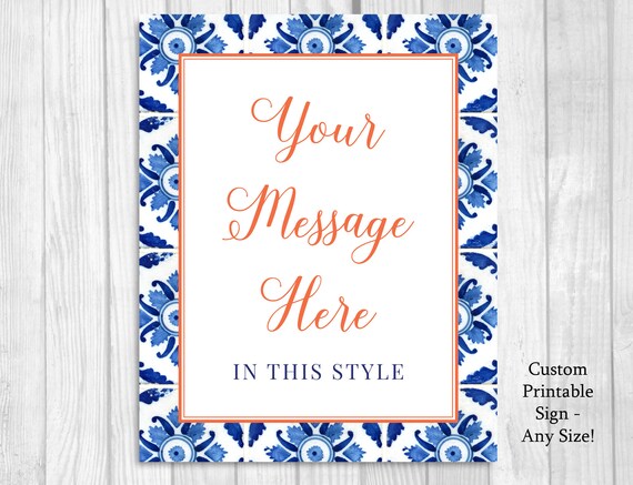 Custom Personalized Printable Sign Your Message Any Size | Etsy