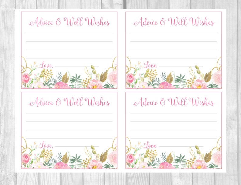 Please Leave Your Advice and Wishes 5x7 8x10 Printable Bridal | Etsy