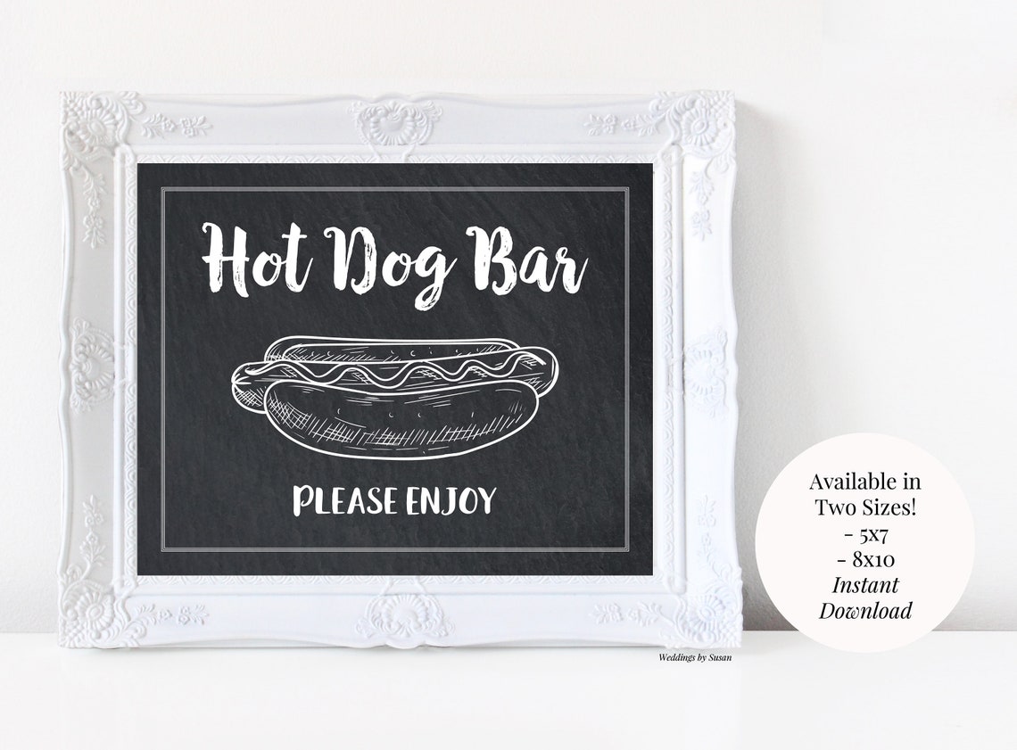 Hot Dog Bar 5x7 8x10 Printable Party Chalkboard Sign Please - Etsy