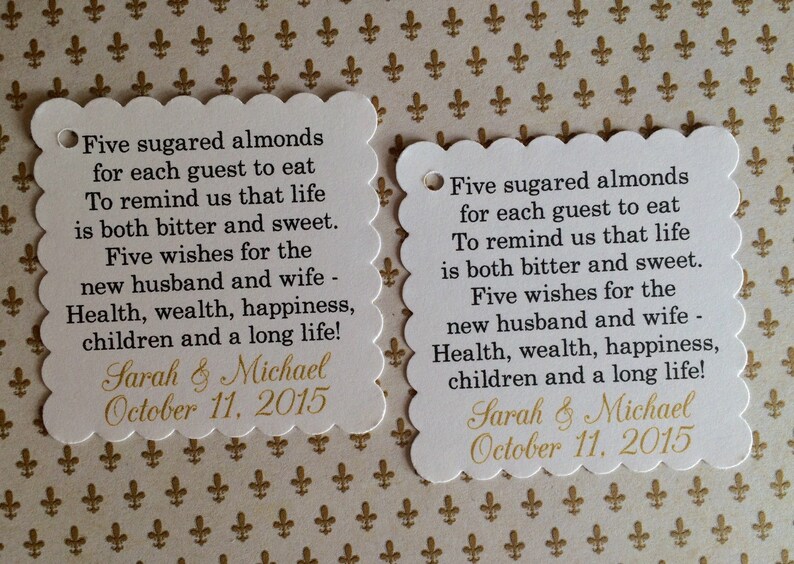 Printable Sheet of 12 Personalized Jordan Almond Poem Wedding Etsy