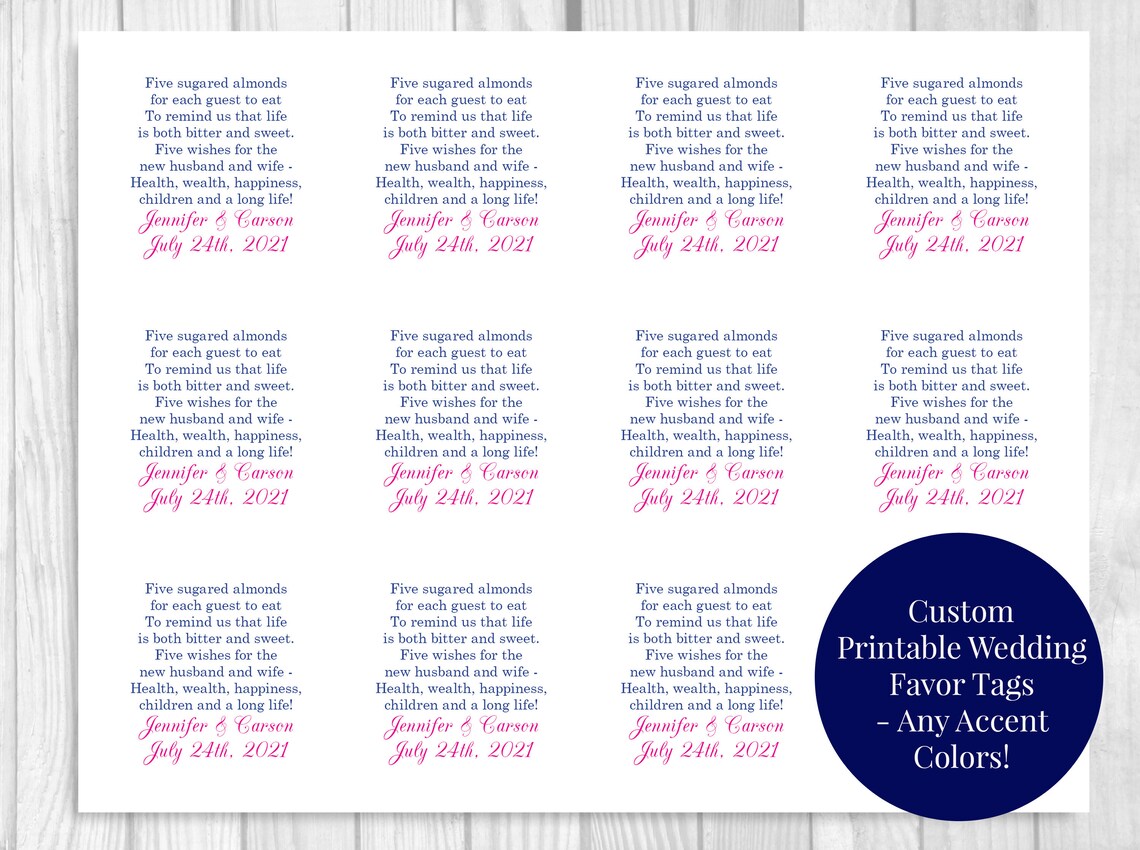 Custom Printable Sheet of Personalized Jordan Almond Poem | Etsy
