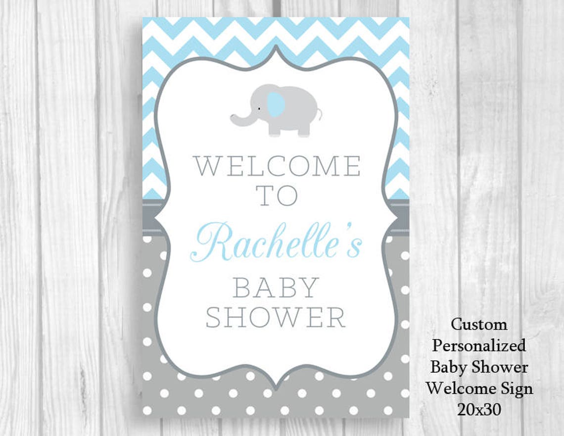 Custom Personalized Printable Light Blue and Gray Elephant | Etsy