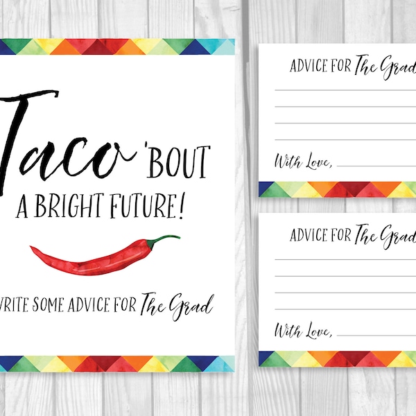 Taco Bout a Bright Future Printable Fiesta Graduation Advice for the Grad 8x10 Sign and Cards, Class of 2024, Instant Download, You Print