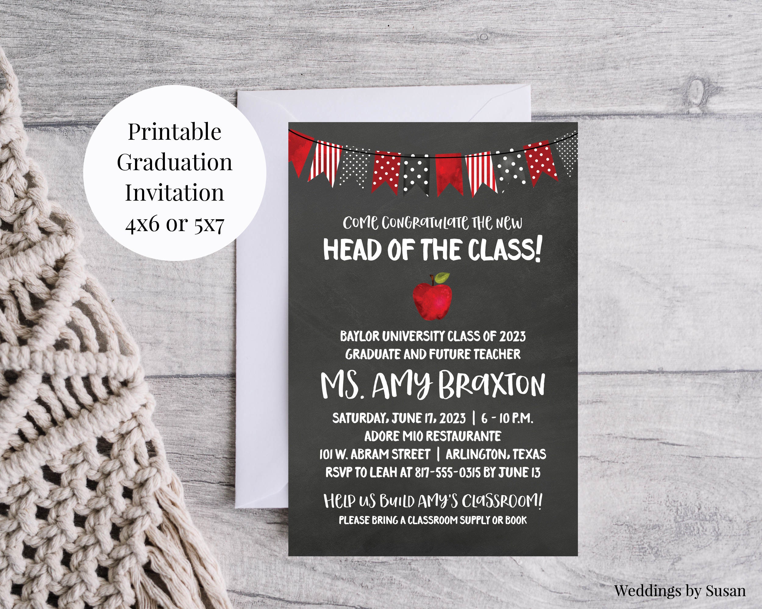 Head of the Class Graduation Party 4x6 5x7 Personalized photo photo