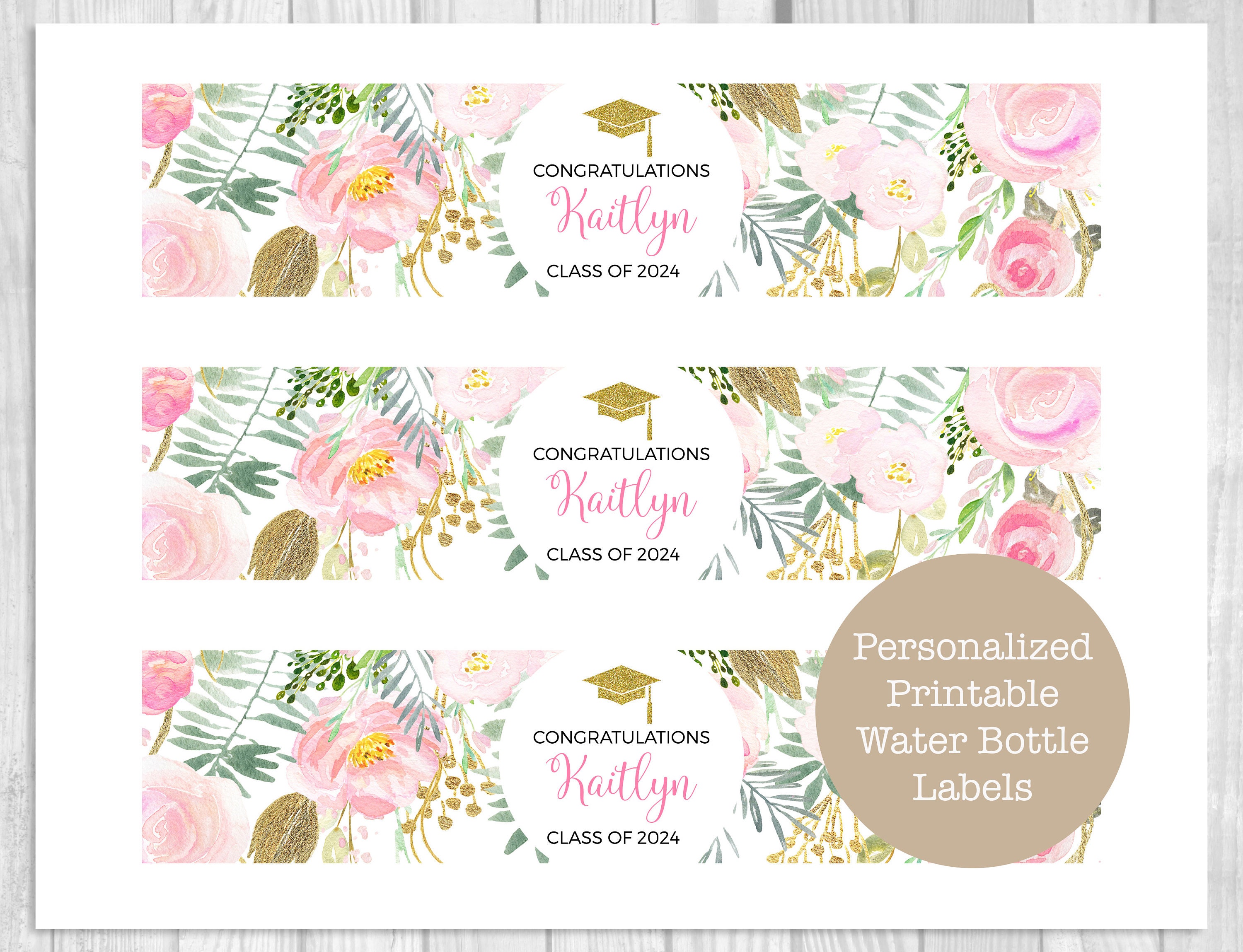 Congratulations Grad Personalized Printable Water Bottle Labels ...