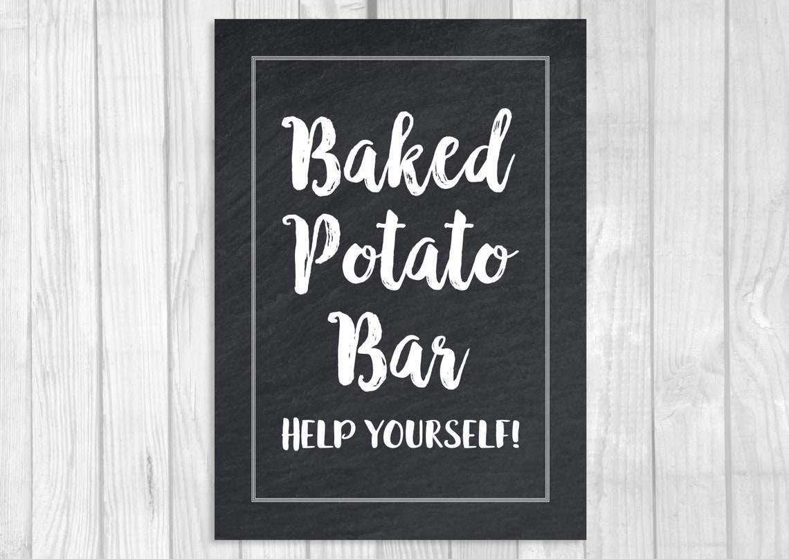 Baked Potato Bar 5x7 or 8x10 Printable Chalkboard Food Sign | Etsy