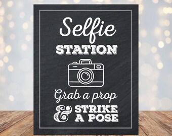 Selfie Station 5x7, 8x10 lavagna stampabile per festa di laurea, prendi un oggetto e mettiti in posa, classe del 2026, download immediato