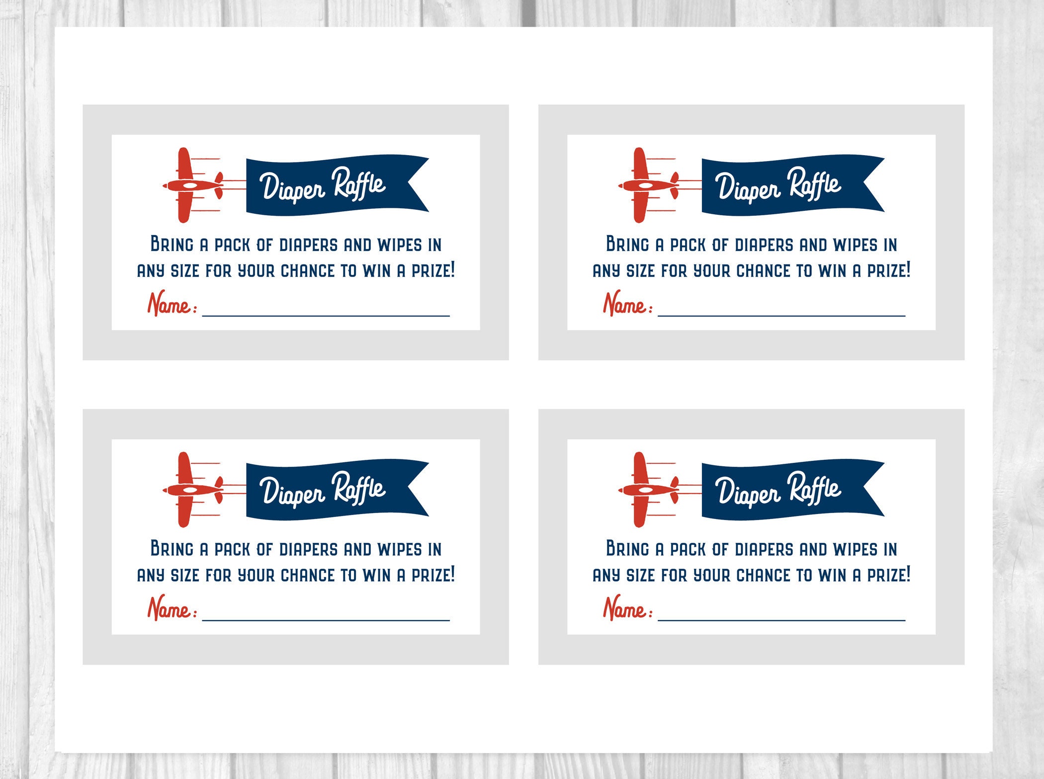 diaper and wipes raffle 8x10 printable sign sheet of 3x5 etsy