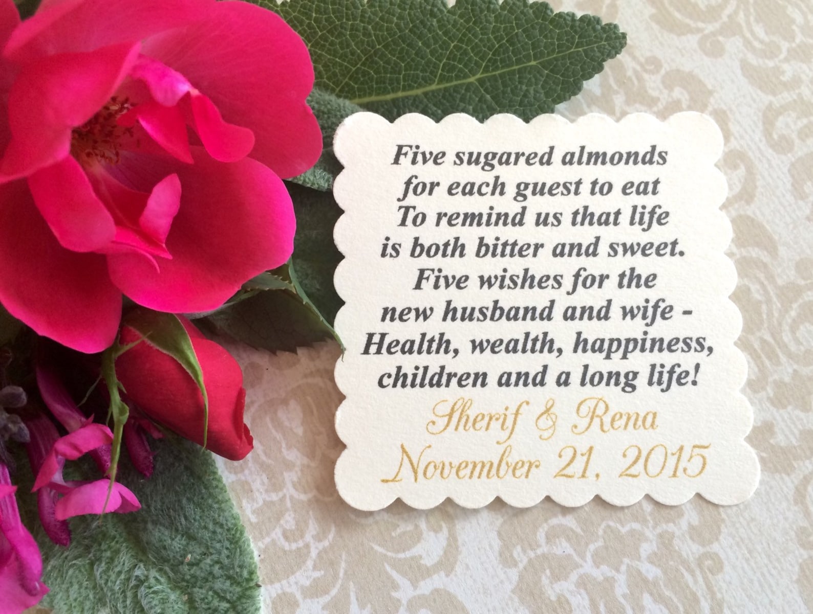 Printable Sheet of 12 Personalized Jordan Almond Poem Wedding Etsy