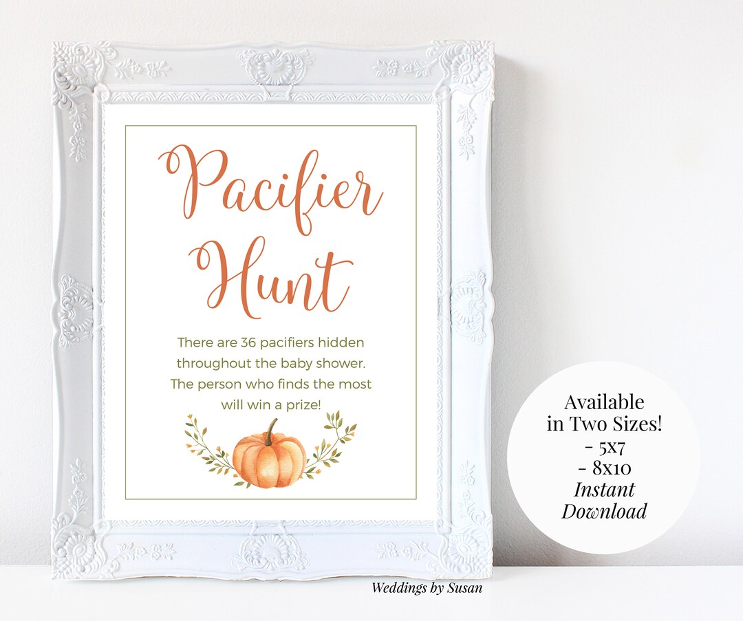 Pacifier Hunt 5x7, 8x10 Printable Baby Shower Game, Find 36 Hidden ...