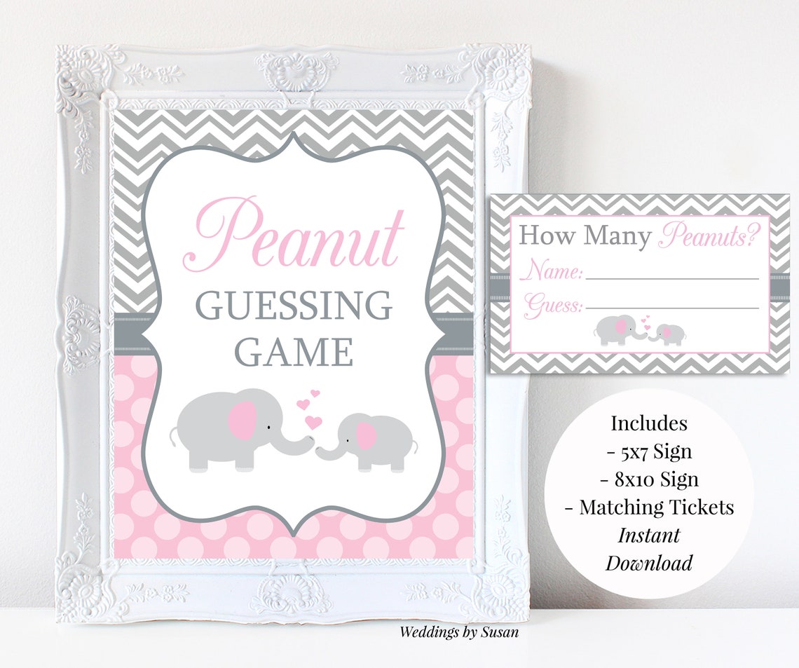 Peanut Guessing Game Printable 5x7 8x10 Pink and Gray - Etsy