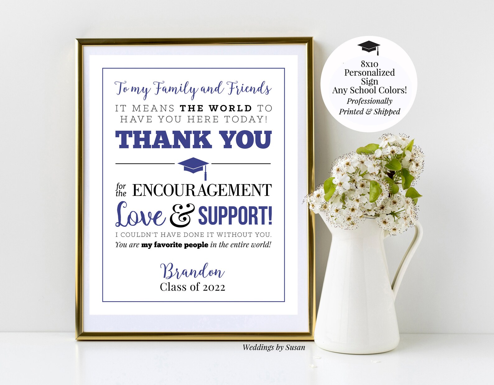 To My Family and Friends Graduation 8x10 Thank You Sign Any - Etsy