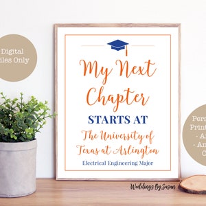 My Next Chapter/Adventure Begins Printable 8x10 Graduation Sign, Any School Colors, Personalized, Class of 2024, High School or College image 4