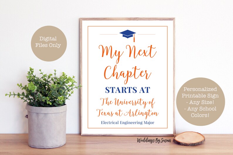 My Next Chapter/Adventure Begins Printable 8x10 Graduation Sign, Any School Colors, Personalized, Class of 2024, High School or College image 4