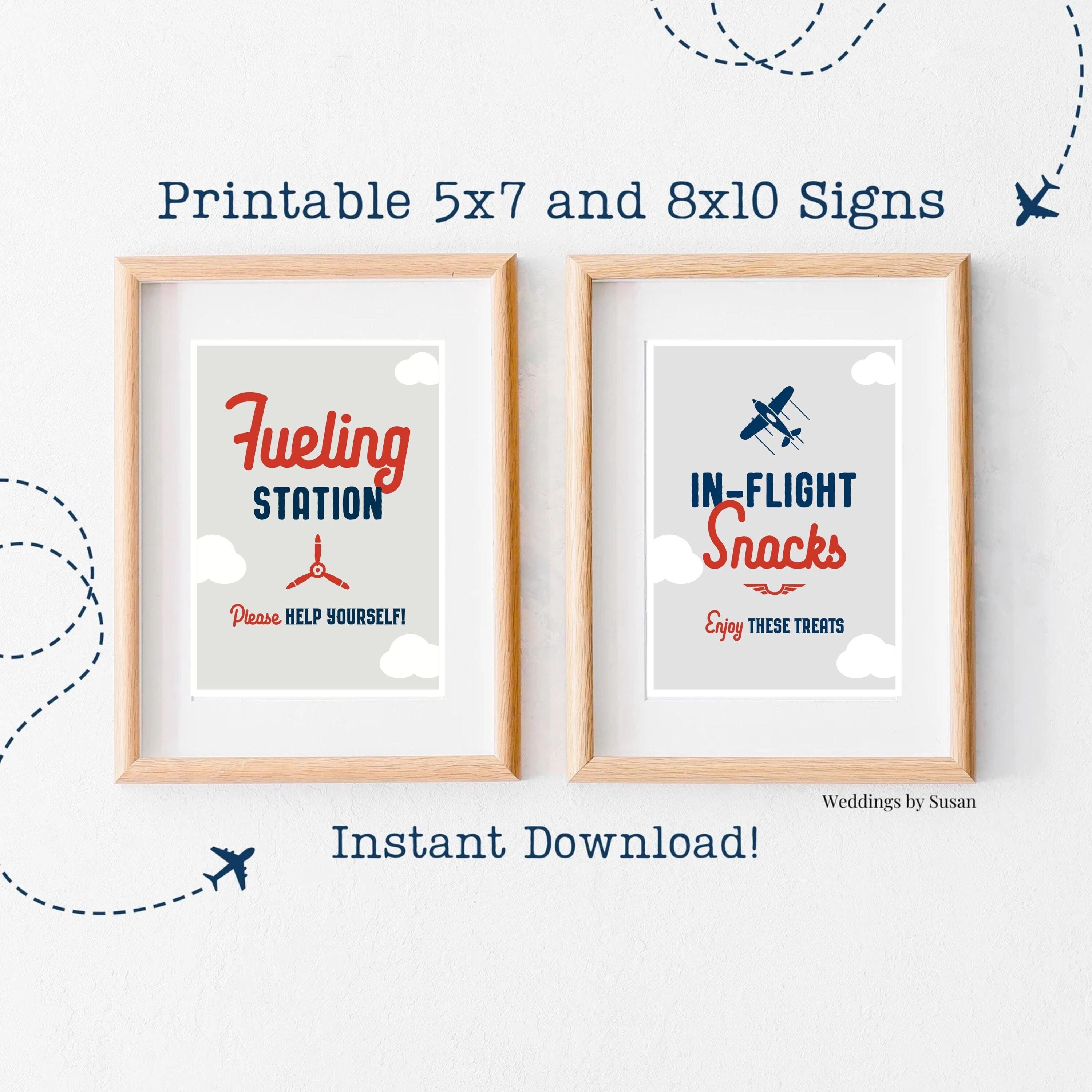 In Flight Snacks, Fueling Station 5x7, 8x10 Printable Boy's Airplane ...