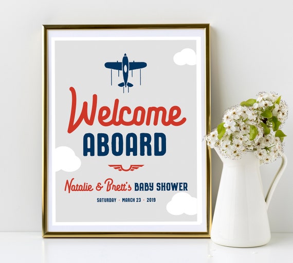 Welcome Aboard Custom Personalized Printable Airplane Baby | Etsy
