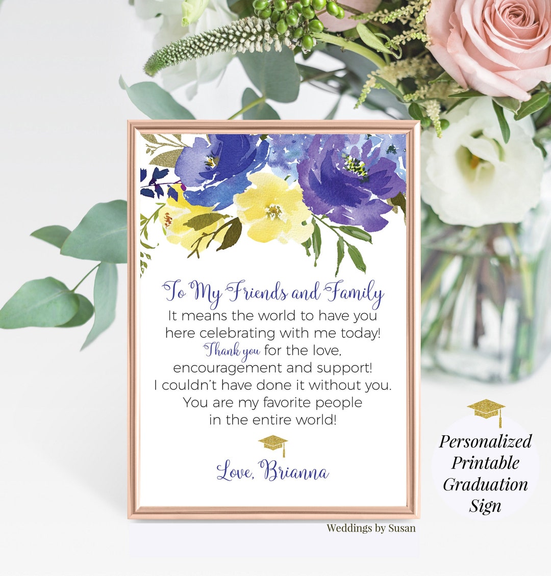 To My Family and Friends Personalized 8x10 Printable Graduation Party ...