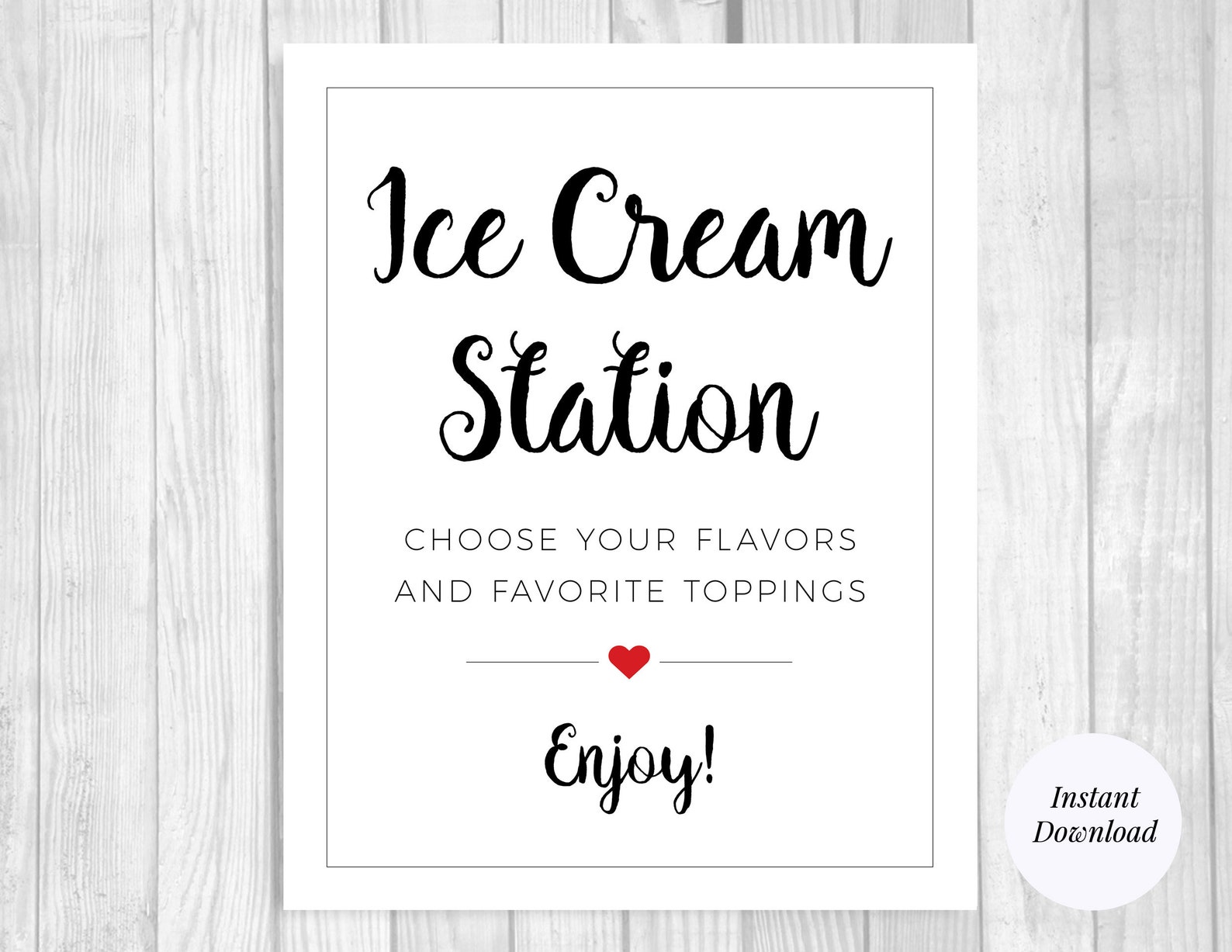 Ice Cream Station 5x7 8x10 Printable Wedding Bridal Shower Etsy