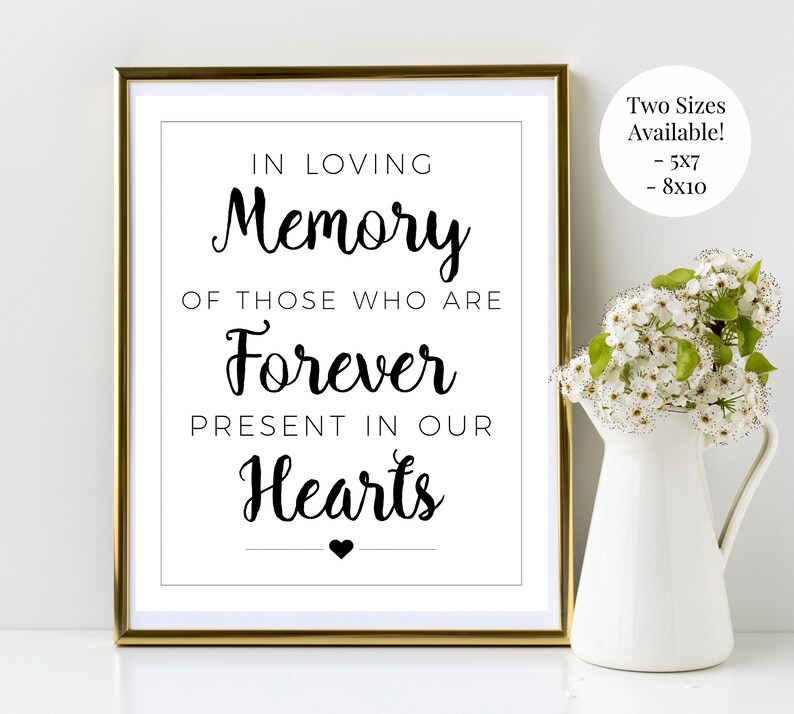 In Loving Memory 5x7 8x10 Printable Black and White Wedding Etsy