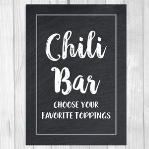 Chili Bar 5x7 or 8x10 Printable Black &amp; White Chalkboard Food - Etsy