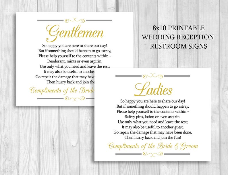 8x10 Printable Black And Gold Wedding Reception Womens And Etsy