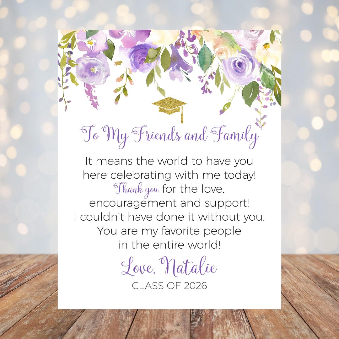 Lavender Bouquet to My Family and Friends Personalized Printable ...