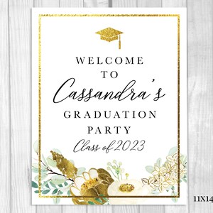 Personalized Printable Graduation Party Welcome Sign, Any Size, White ...