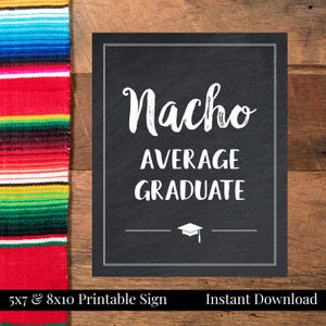 Nacho Average Graduate Nacho Bar 5x7, 8x10 Printable Graduation Party Chalkboard Sign, Graduation Fiesta, Class of 2025, Instant Download