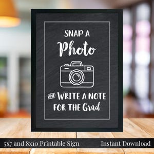 Snap a Photo 5x7, 8x10 Printable Graduation Party Chalkboard Sign, Write a Note for the Grad, Photo Guest Book Class of 2025, You Print