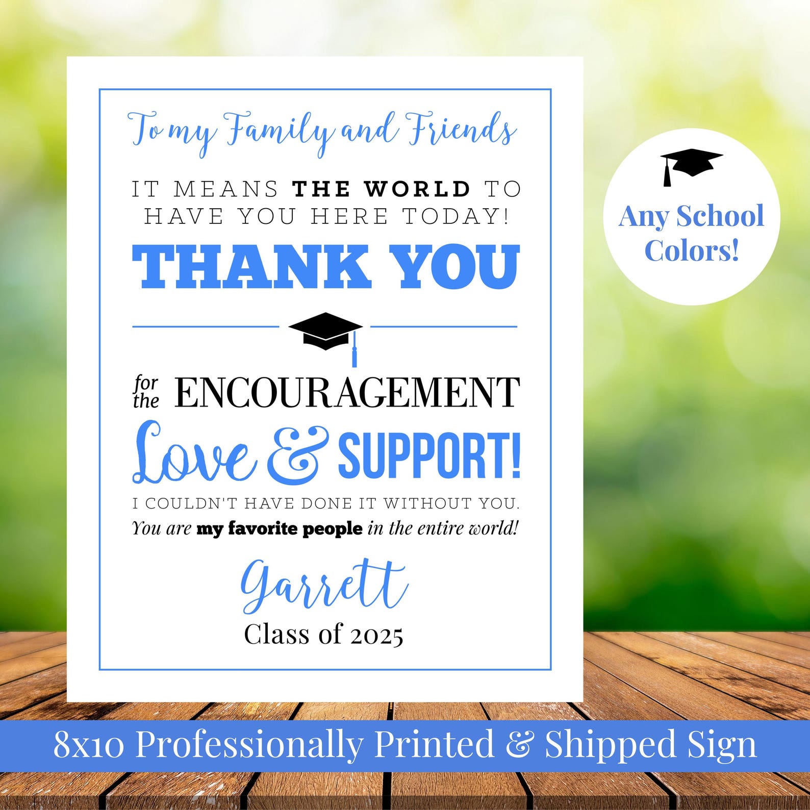 To My Family and Friends Graduation 8x10 Thank You Sign, Any School ...