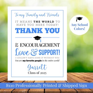 To My Family and Friends Graduation 8x10 Thank You Sign, Any School ...