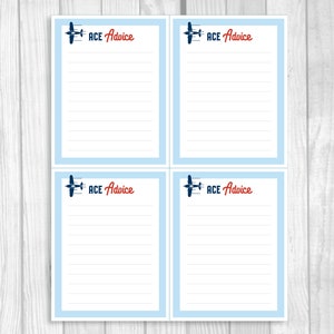 Turbulence Ahead Advice for Parents-to-be 5x7, 8x10 Printable Boy's Airplane Baby Shower Sign & Advice Cards Navy Blue, Light Blue, Red image 2