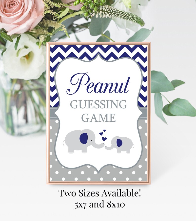 Peanut Guessing Game Printable 5x7 or 8x10 Navy Blue and Gray - Etsy