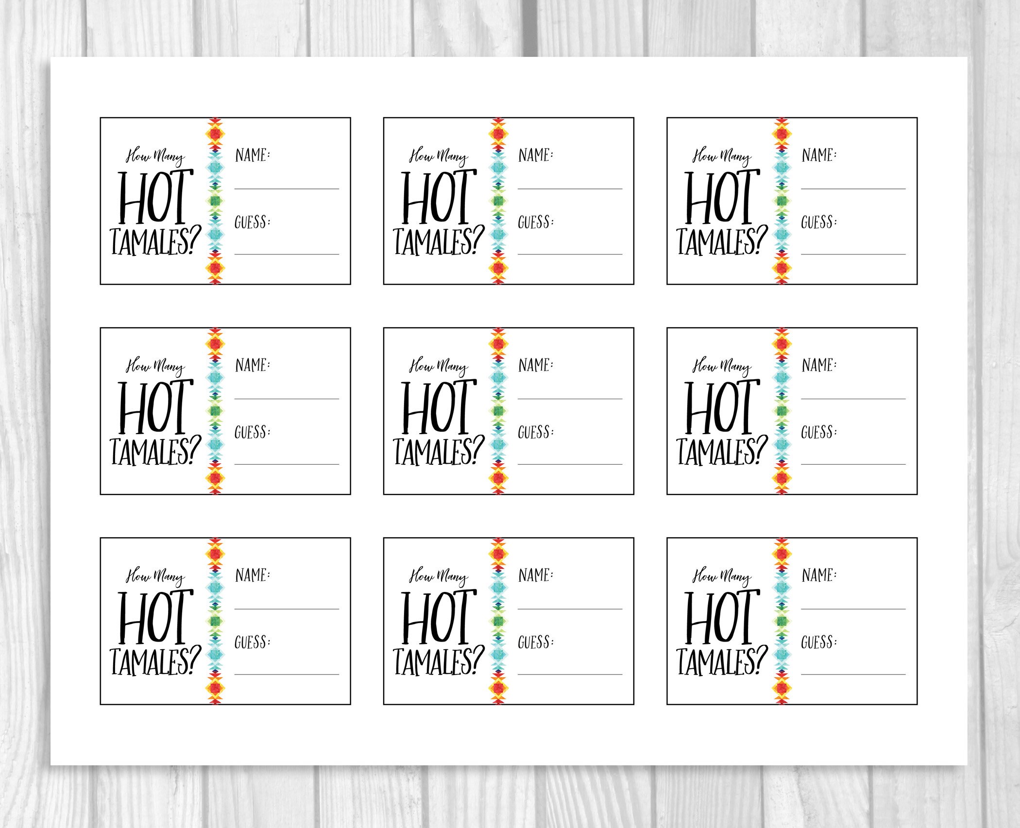 Guess How Many Hot Tamales Free Printable