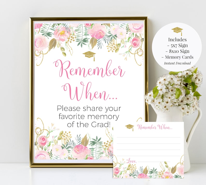 Favorite Memories of Grad Printable Graduation Sign and Matching Cards ...