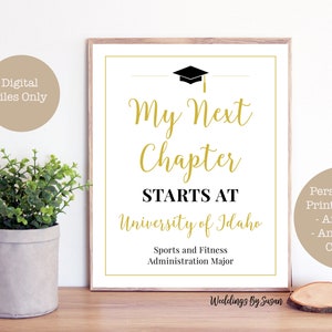 My Next Chapter/Adventure Begins Printable 8x10 Graduation Sign, Any School Colors, Personalized, Class of 2024, High School or College image 2