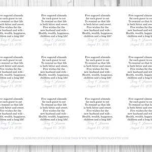 Custom Printable Sheet of Personalized Jordan Almond Poem - Etsy