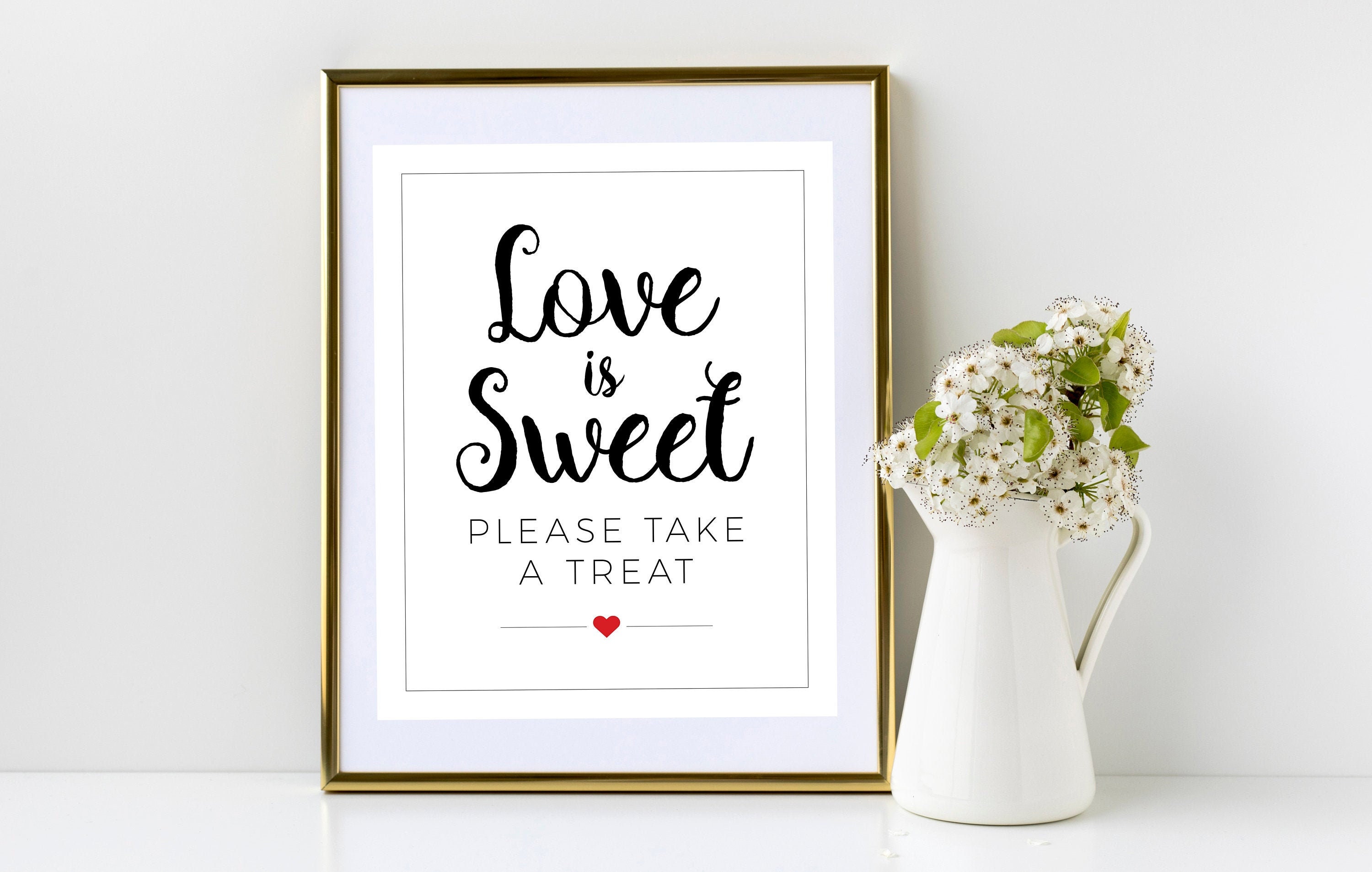 8x10 Printable Black and Red Heart Wedding Dessert Table Candy Buffet ...