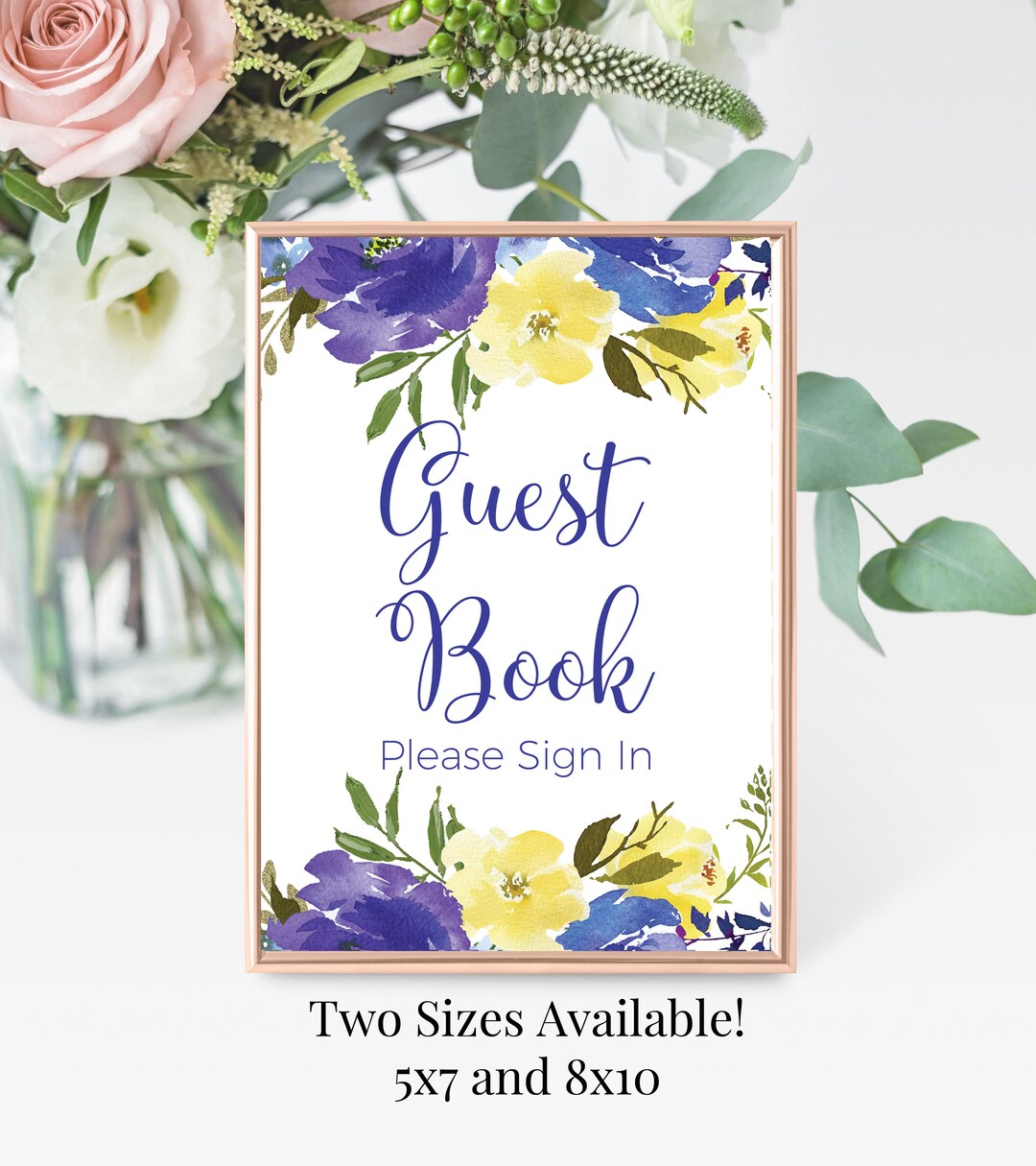 Guest Book 5x7 and 8x10 Printable Bridal Shower, Baby Shower, Wedding ...